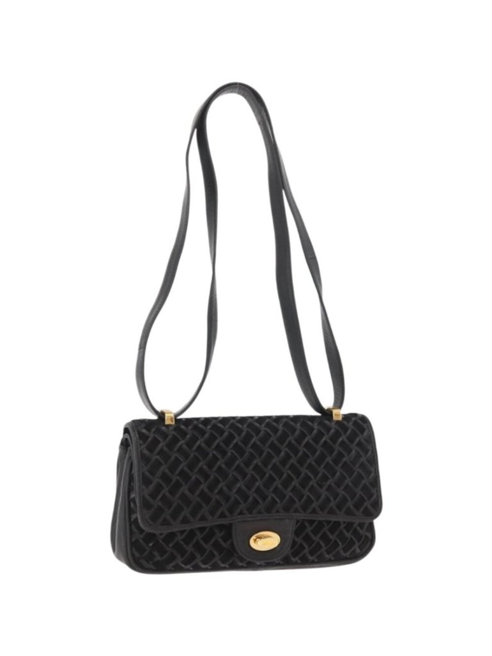 BALLY Shoulder Bag Leather Black Gold